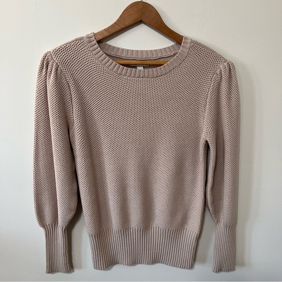 Nine West Sweaters - Nine West Cotton Blend cable knit sweater puffy sleeve cream Size Large neutral